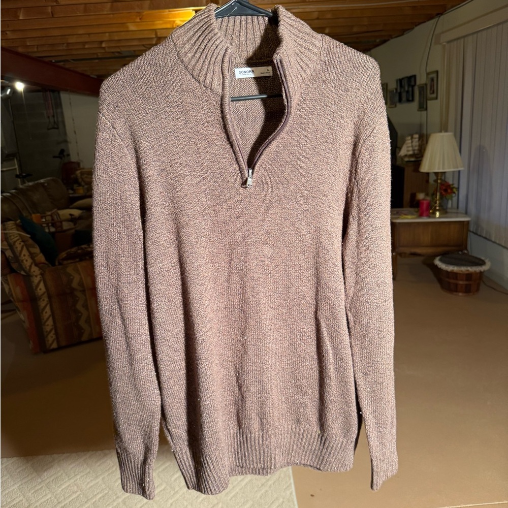 Sonoma Men's Tan Zip-Up Sweater